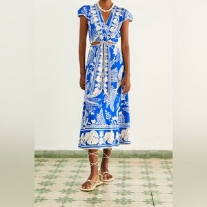 FARM Rio Blue Lace Banana Midi Dress Size M